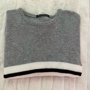 Brandy Melville grey and white striped sweater